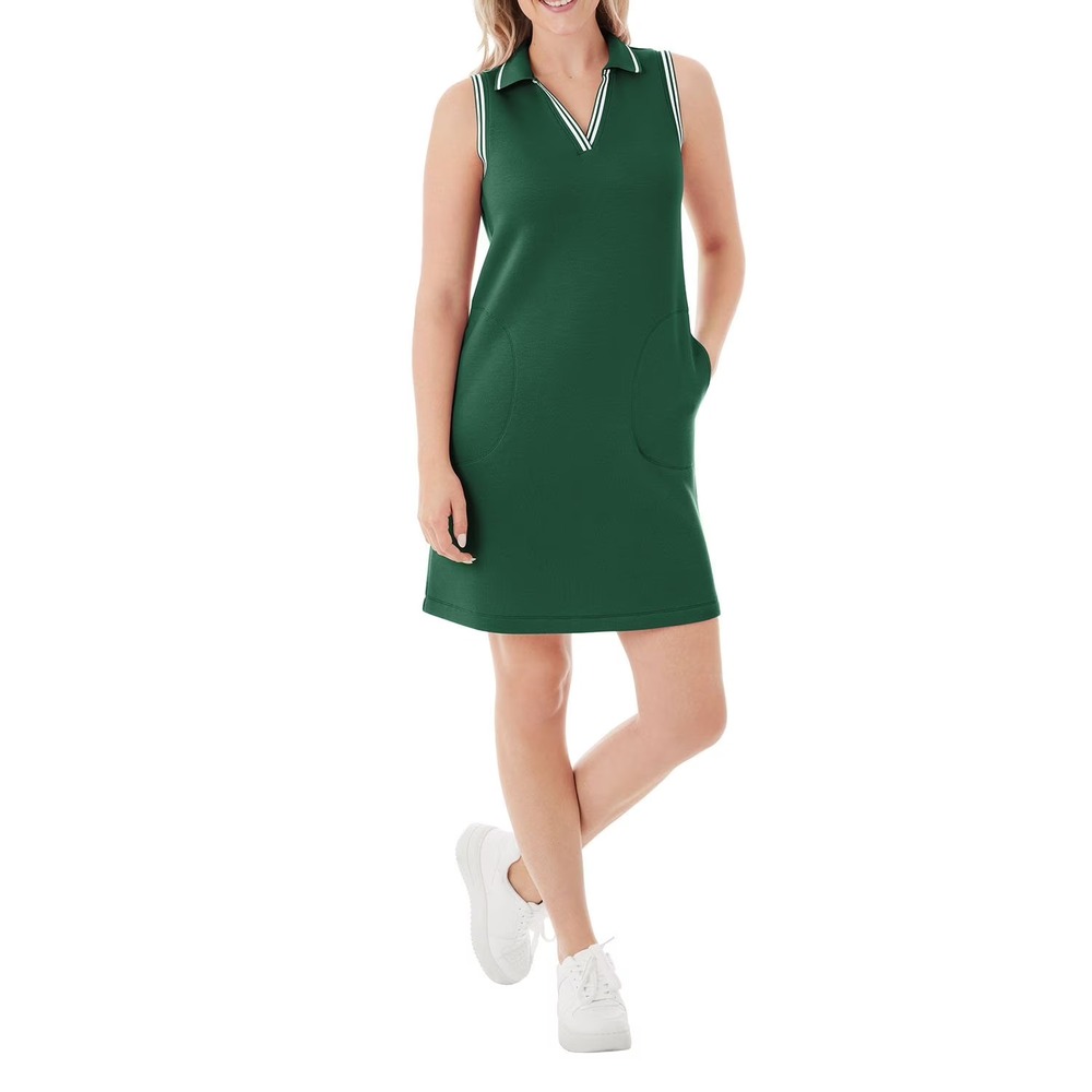 Member's Mark Women Pique Sandwash Polo Dress Green XXL Pockets